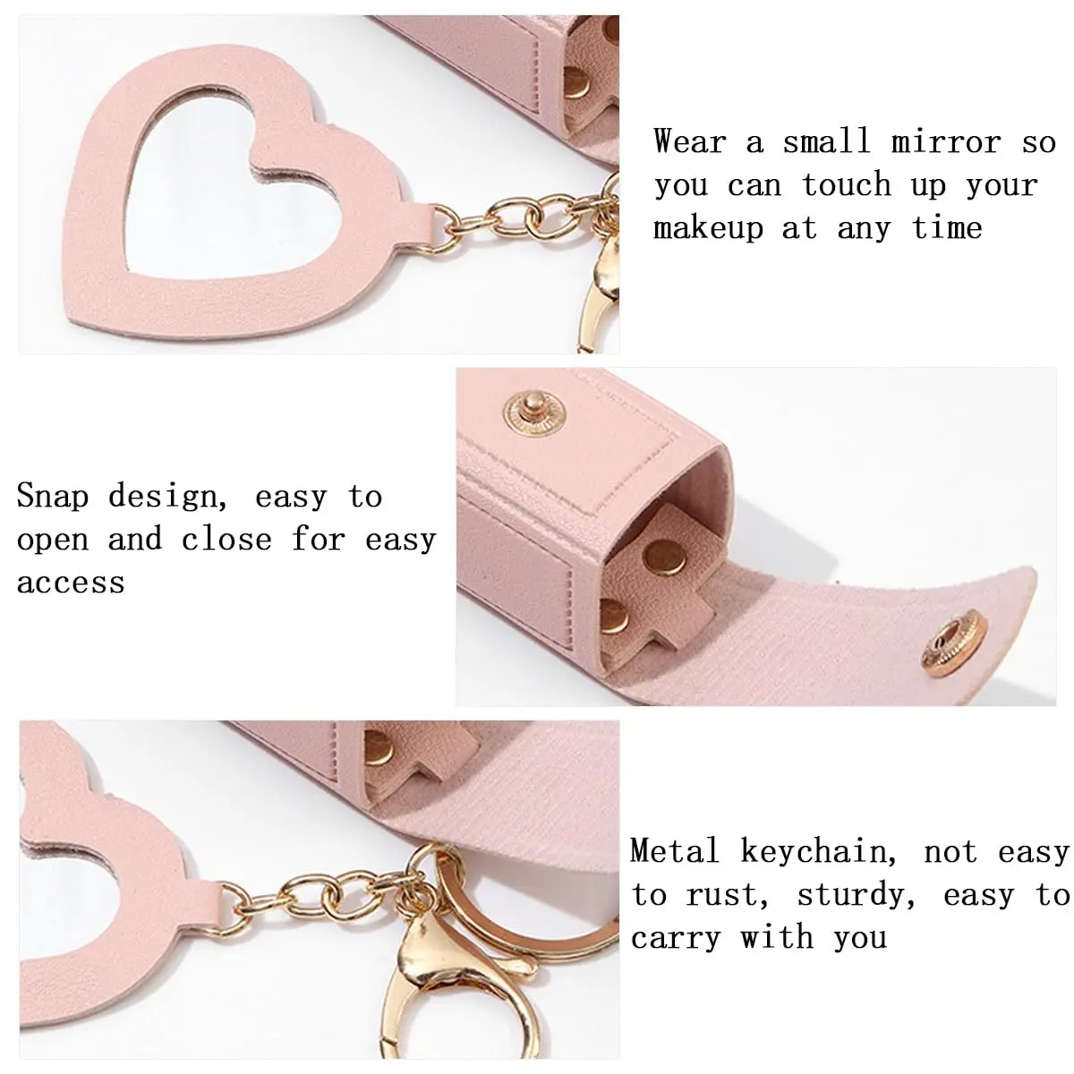 2 PCS Lipstick Holder Keychain PU Leather Potable Chapstick Holder