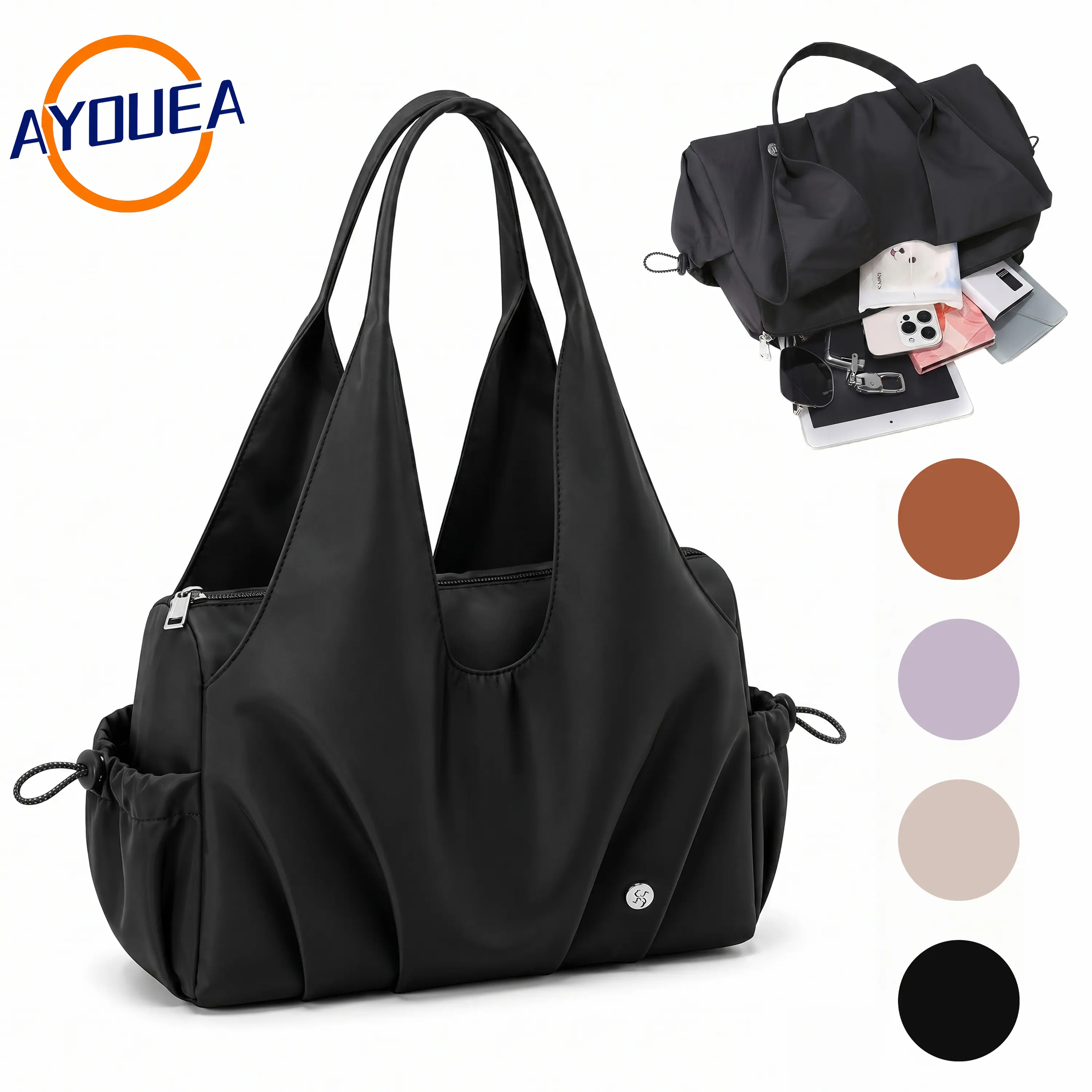 Stylish Women's Gym Tote Bag, Water Resistant Weekender Duffel with Wet Pocket, Large Capacity Multifunctional Handheld Crossbody Travel Tote Bag for Sports Fitness Yoga School Daily Use and Commuting, Lightweight Versatile Shoulder Bag Minimalism