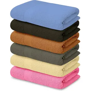 100% Linen 100% Cotton Bath Towels 27x54inch 6 Pack Shower Towels Light Weight Ultra Absorbent Towels for Bathroom Multi Color