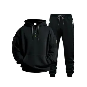 Men's Spring & Autumn 2-Piece High-Quality Active Tracksuit - Hooded Cardigan Sweatshirt & Active Bottoms | Perfect for Outdoor Sports, Running, Fitness & Loungewear