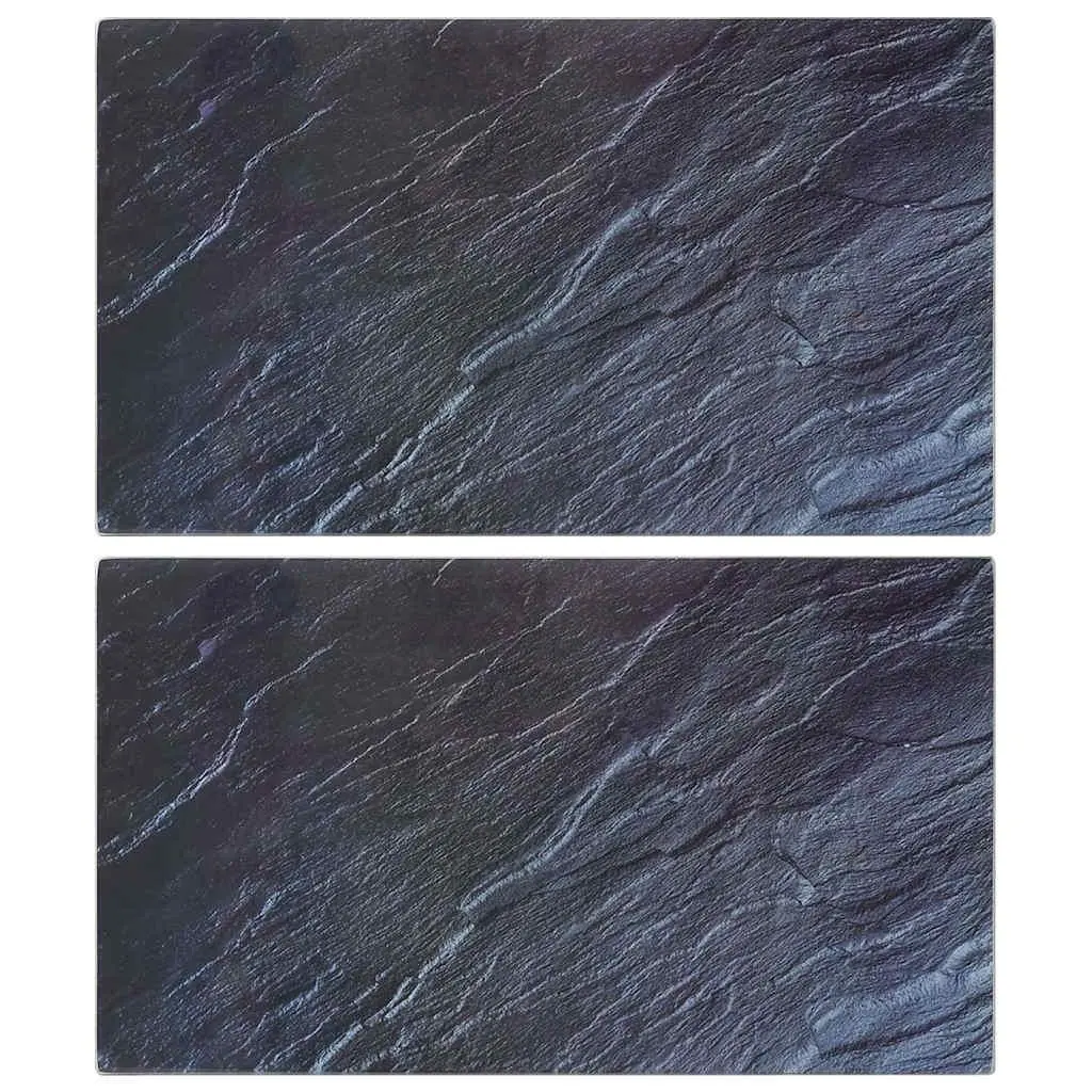 vidaXL 2x Chopping Boards with Natural Stone Pattern Kitchen Worktop Saver Protector Cutting Board Induction Hob Cover Tempered Glass 322288