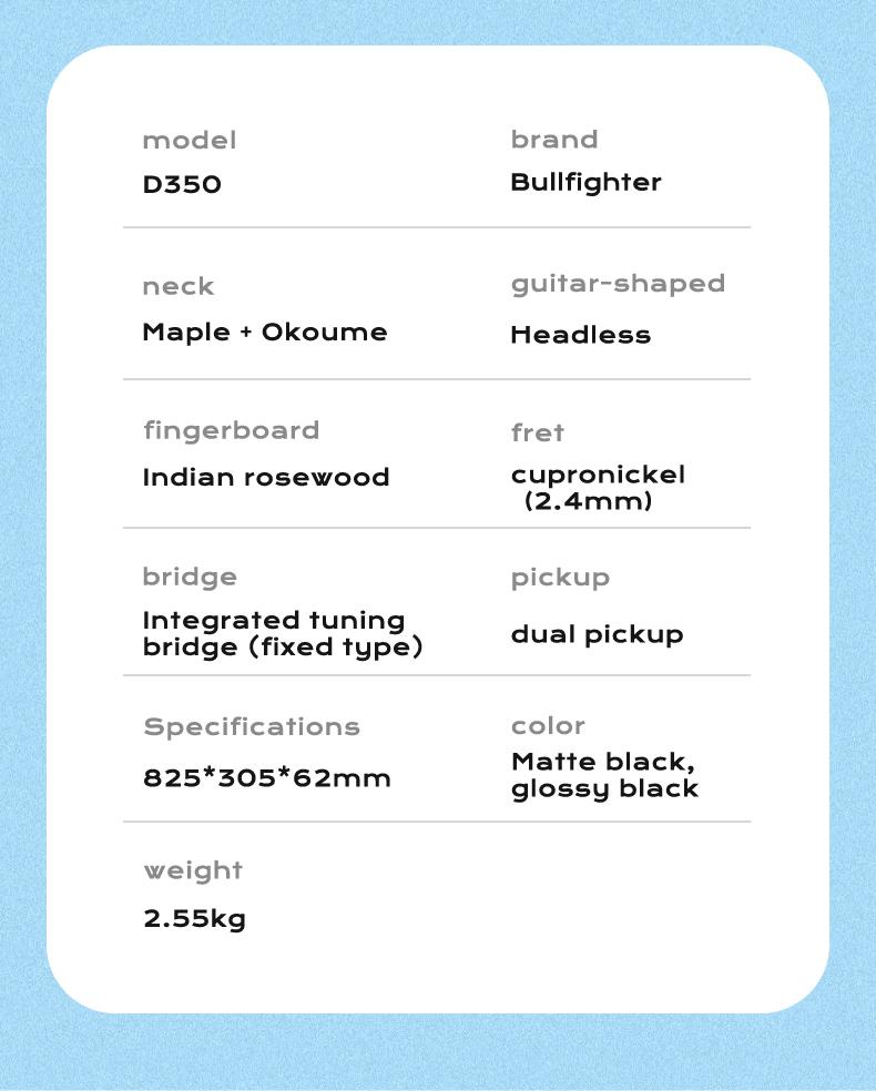 Bullfighter D350 Headless Electric Guitar – 24 Fanned Multi-Scale, Kill Switch Button for Stutter Effects, Pull-Push Coil Split, Lightweight Okoume Body – Modern Ergonomic Design for Technical Players