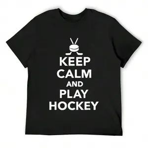 180gLatest Products Mens Keep Calm And Play Hockey T-Shirt Black 2X-Large