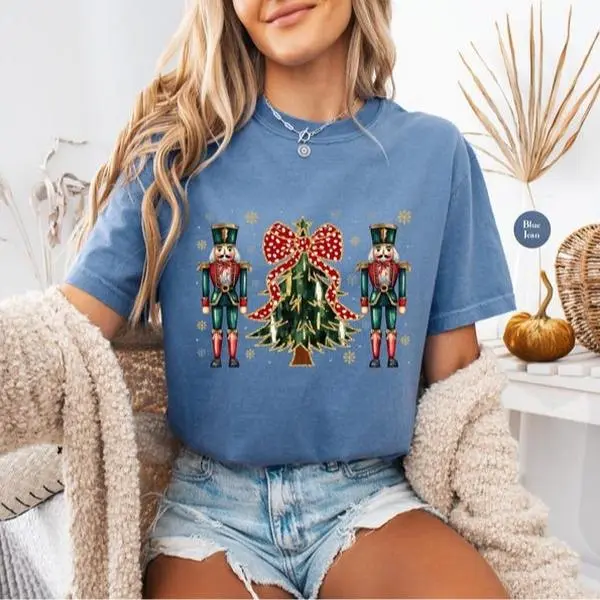 Glitter Nutcracker Tree Comfort Colors Tshirt,Retro Pink Nutcracker Christmas Shirt,Christmas Party Tee,Matching Christmas Shirt Sweatshirt