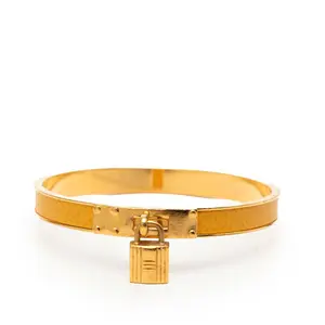 Pre-owned HERMÈS Brass Small Leather Goods Kelly H Motif Bracelet