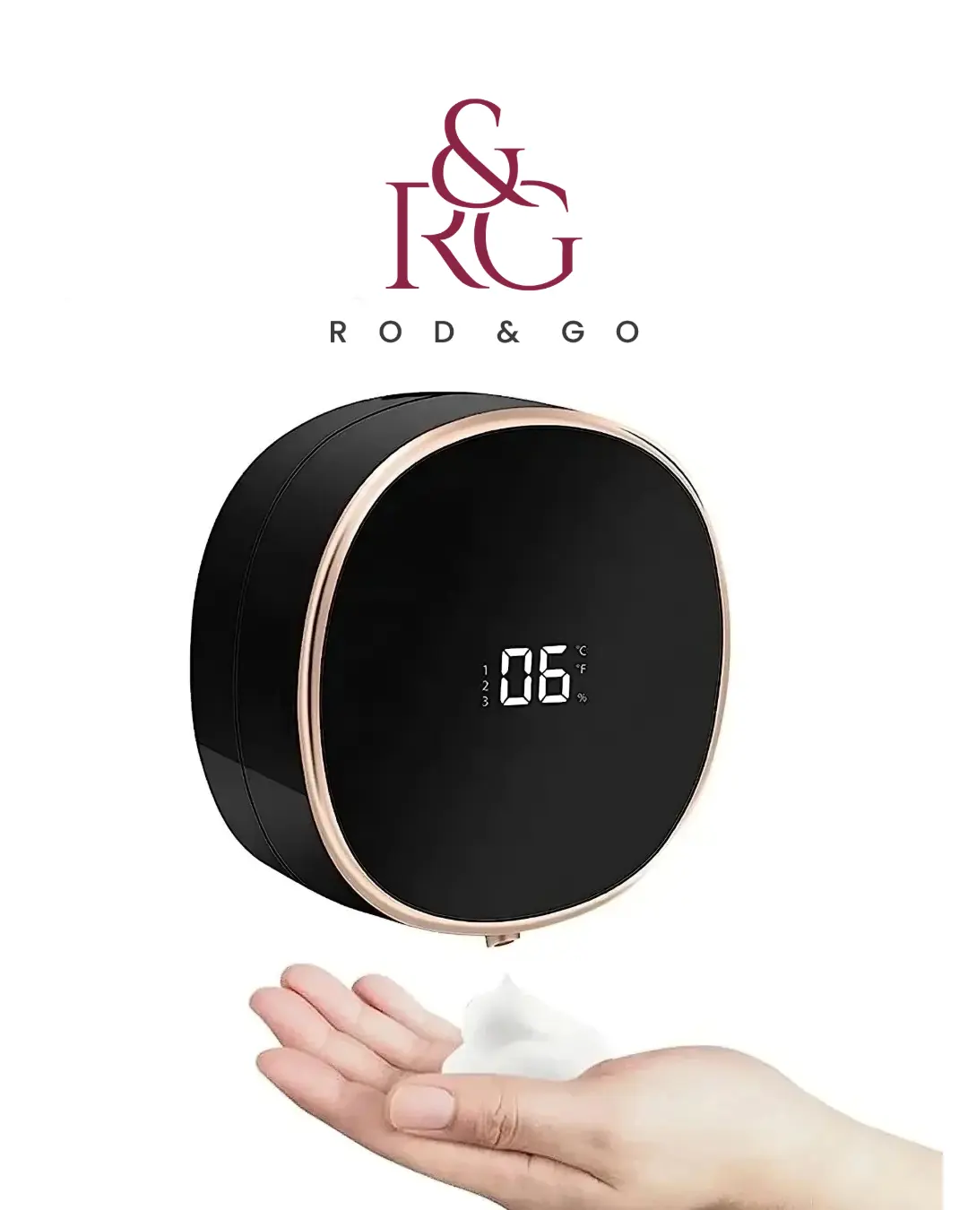 Rod & Go Touchless Foaming Soap Dispenser with Automatic Infrared Sensor Adjustable Volume Rechargeable Battery for Hygienic Hand Wash IPX5 Water Resistant