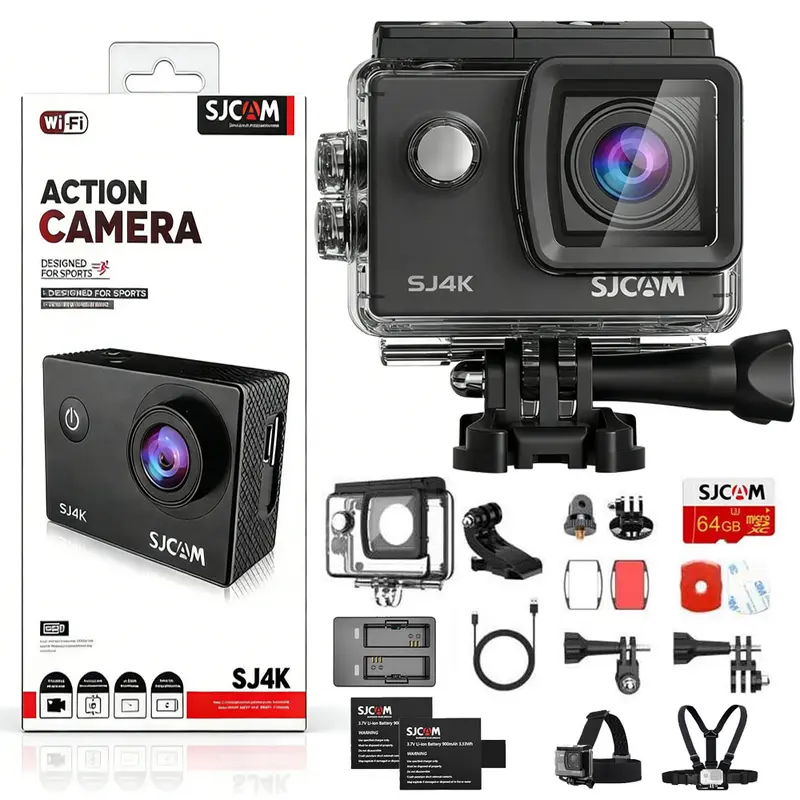 SJCAM C200 4K Action Camera with 64G Card, Long-Lasting 180 Mins