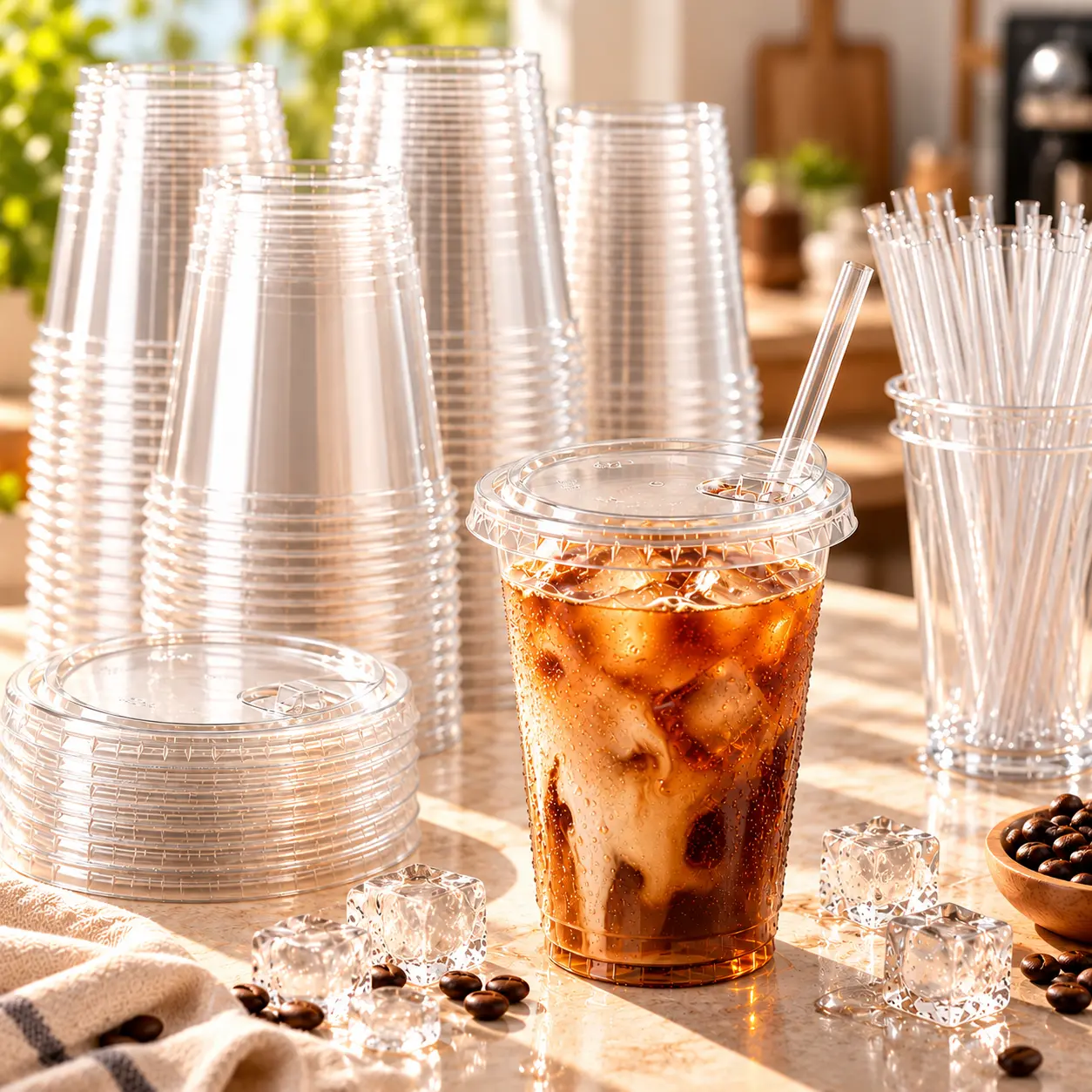 16 oz Clear Plastic Cups with Lids and Straws Included, 50/100 Pack Disposable Iced Coffee Cups with 2-in-1 Sip Lids, To Go Cold Drink Cups for Iced Coffee, Smoothies, Juice, Soda and Parties