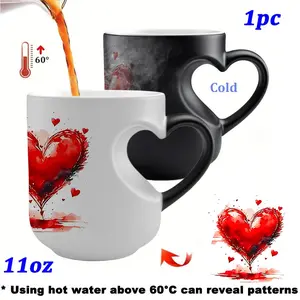 A High-Quality Heart-Shaped Magic Temperature-Changing Ceramic Mug, Transforming from Hot to Cold Drinks, White cup body and heart-shaped petal design, Making It a Perfect Gift for birthday, Valentine'S Day, Mother's Day, Christmas, Or Any Holiday