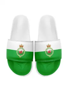 Men's Random Flag Print Slides, Casual Comfortable Durable Stylish Summer Pool Slippers, Casual Beach & Classic Street Style Fashion Slippers, Walking Shoes, Footwear