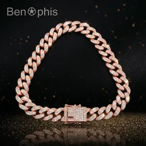 BenOphis Diamond Cuban Link Collar – Metal Chain Necklace with Secure Buckle, Trendy Pet Accessory for Medium–Large Cats and Small Dogs, 13 mm Width
