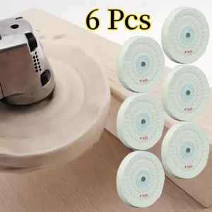 [Thick Polishing Wheel] 6 Pieces 4 inch Thick Buffing Polishing Wheel | for Bench Grinder Tool, Wood Carving, Diamond Carving, and Jewelry Polishing - Home Improvement.