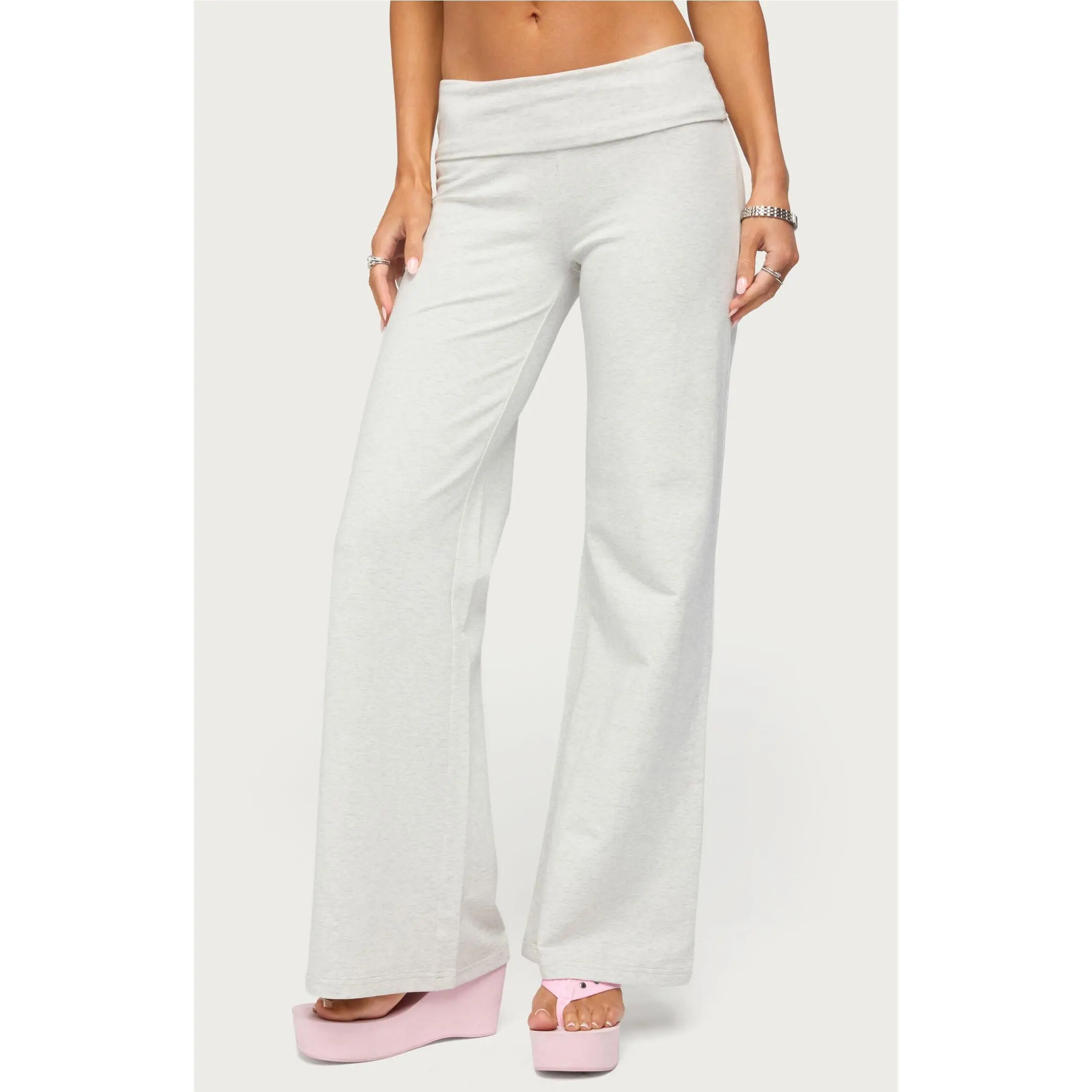 Edikted Women's WKND Sequin Foldover Pants