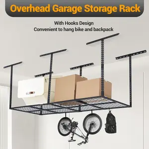 48"x36" Steel Garage Ceiling Storage Shelves Heavy-Duty Overhead Storage Racks Space-Saving Garage Organization Rack Easy Installation