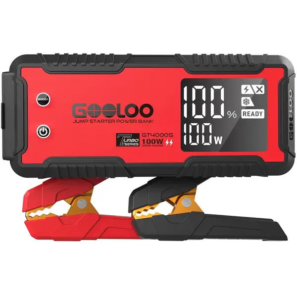 GOOLOO GT4000S Jump Starter 4000 Amp Car Starter 100W Two-Way Fast-Charging Portable Car Battery Charger Booster Pack for 10L Diesel and 12L