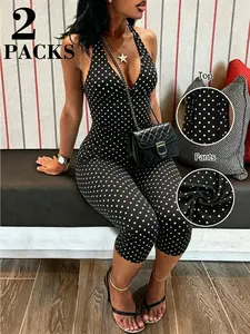 Women's Y2K Retro Polka Dot Tank Top Matching Set, Casual Fitted Style, Versatile for Daily Wear, Campus, Outing, Dating, Home
