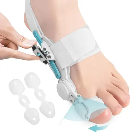 Upgraded Elastic Bunion Corrector for Women & Men, Orthopedic Adjustable Splint with Non-Slip Separators, Self-Adhesive Straps, High-Quality Materials, All Day-Night Support (1PCS, Left/Right Feet Compatible for Hammer Toes, Misaligned Toes Relief)