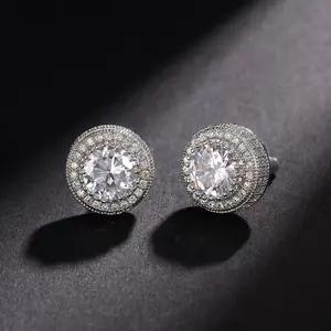 Round Cut Cubic Zirconia Halo Stud Earrings Higt Quality Perfect Birthday Gift for Women Stylish Jewelry