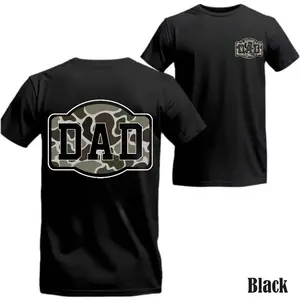 Camo Dad shirts, Classic Camo Dad Letter Print Statement shirt, Vintage Outdoors Father Hunting T-shirt - menswear Top, Vintage Style 90s Retro Unisex Streetwear Tee