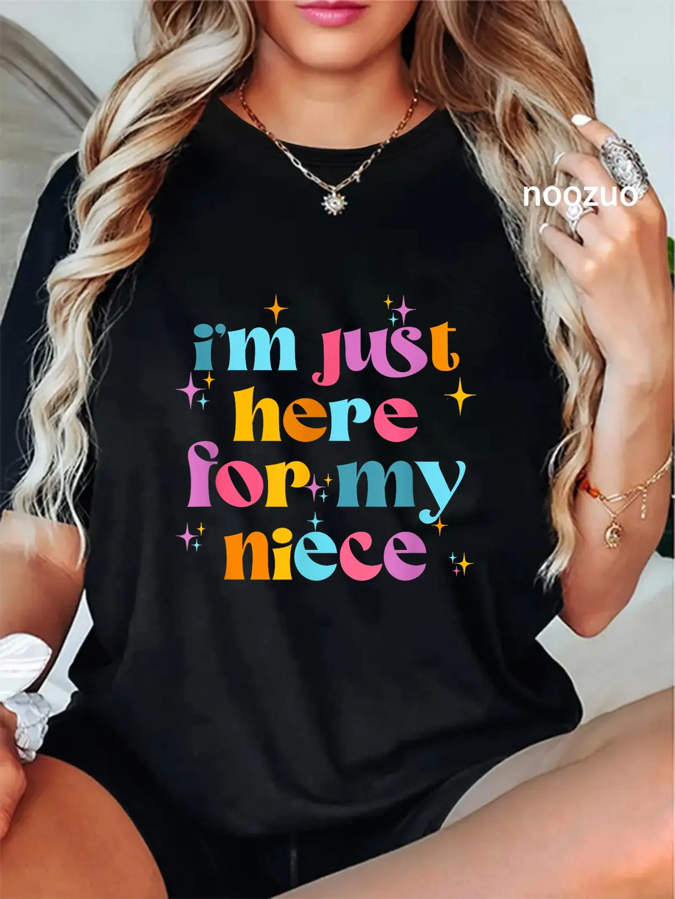 100% Cotton Unisex Funny Aunt Life Auntie Groovy I'm Just Here For My Niece T-Shirt