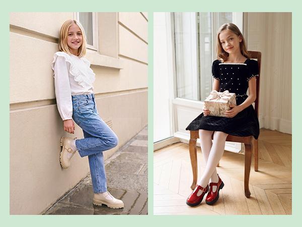 DREAM PAIRS Girls Mary Jane Dress Shoes School Uniform T-Strap Loafers Platform Chunky Heel Closed Toe Flats Back to School
