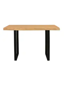 212 MAIN 47 in. Natural & Black Solid Wood-Metal Live Edge Console Table, Modern Entryway Table