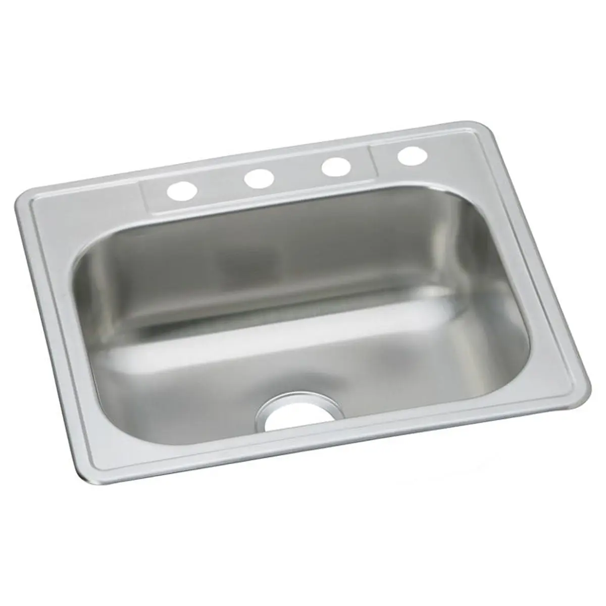 Dayton Elite Top Mount Single Bowl Kitchen Sink, 25 in. x 22 in. x 8.167 in. Stainless Steel Rectangle with 1 Pre-Drilled Fixture Hole, 2 Extra Pre-Drilled Holes, Soundproofed Satin Finish for Indoor Use