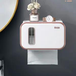 Waterproof Plastic Toilet Paper Holder, Wall-Mounted Bathroom Storage Box, Multi-Functional Bedside Cabinet Organizer, Universal Napkin Dispenser