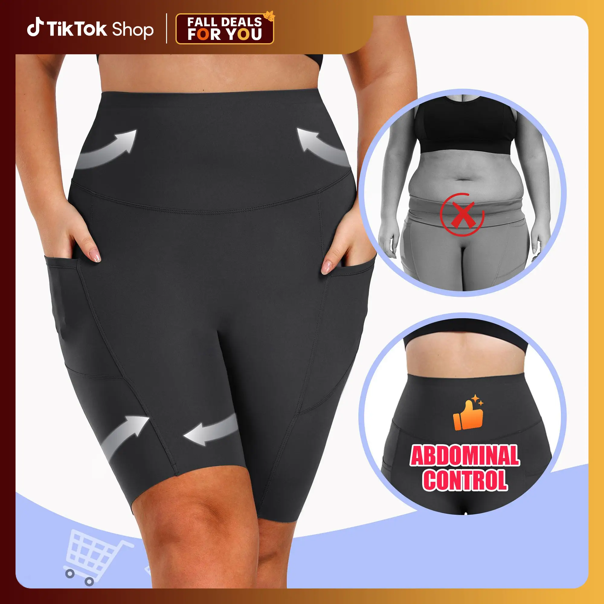 [Size up recommended] Viconow Tummy Control Workout Shorts for Women with Pockets - High Waist Bike Shorts for Gym Workout Athletic Running Yoga Casua