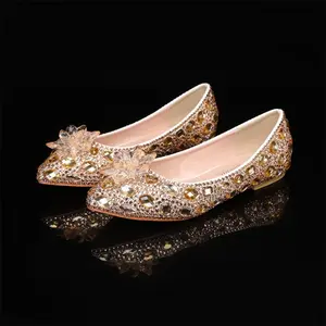 Women's 2026 Luxury Rhinestone Cinderella Ballet Flats Crystal Flower Pointed Toe Slip-On Loafers Comfortable Shoes for Wedding, Prom, Bridal Parties and Formal Special Occasions Girl Footwear Indestructible High-Cut Steel