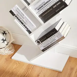 Seasonal promotion 9-Tier Corner Bookshelf - Stylish Tree Design - Space-Saving Storage for Books, CDs & Games - Perfect for Bedroom & Living Room, Modern White Finish - Durable & Easy Assembly Storage Organizers
