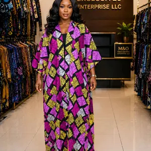 Women's Long Akara Dress - Traditional African Print, Casual Formal Wear for Women