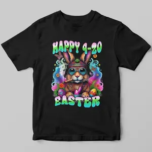 Funny Happy 420 Easter Shirt, Easter Bunny Smoking Mamajuana Shirt, Easter Weed Cannabis Shirt, Gif For Woman, Graphic Tee, Ready