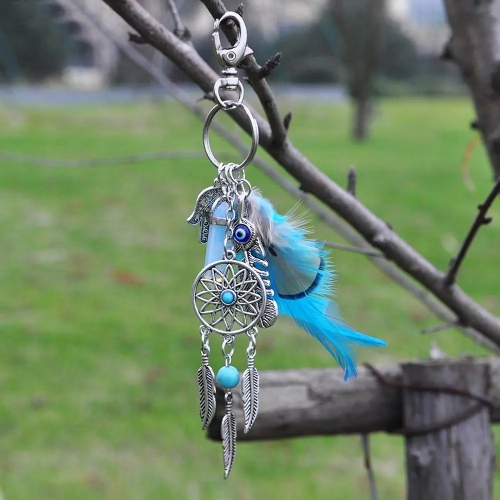 Dream Catcher Design Keychain, Bohemian Style Feather Decor Keychain, Bag Decor Tassel Keychain for Car, Home, Office, Car Accessories, Hand Made, Boho, Stylish Keychain, Keychain for Bags, Pendant Keychain, Handmade Keychain, Aesthetic Keychain