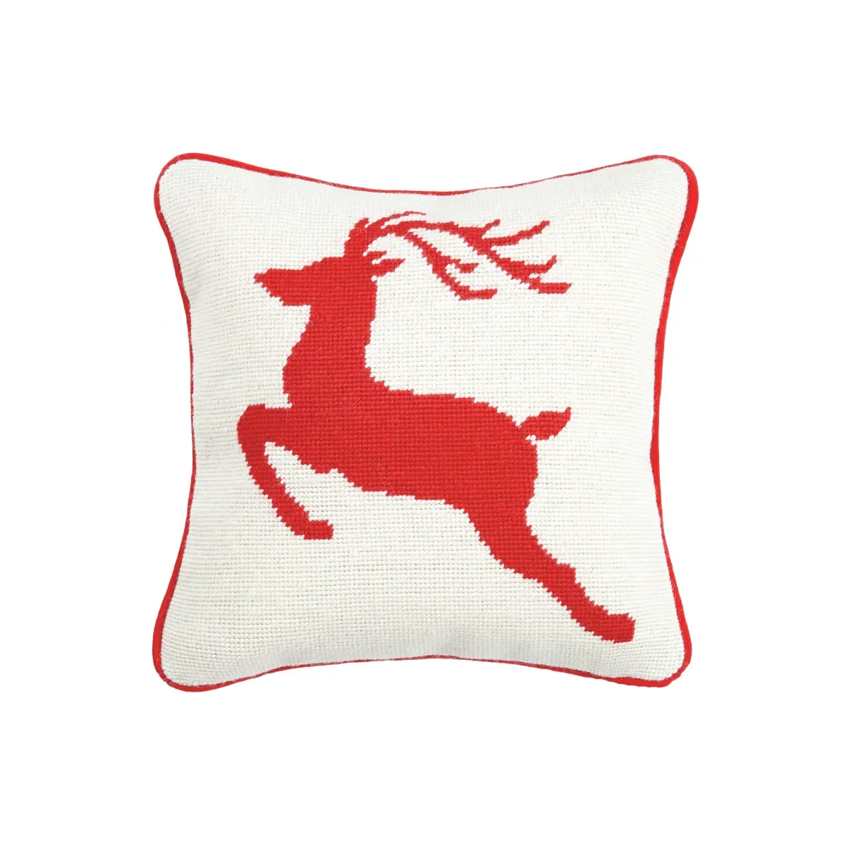 Peking Handicraft 31JES250C12SQ 12x12 in Needlepoint Pillow, Reindeer Pattern Cushion
