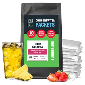 Tiesta Tea - Fruity Paradise Cold Brew Tea - Strawberry Pineapple Green Tea - Loose Leaf Tea Blend - Medium Caffeinated Iced Tea - Cold Brew Tea Packets - Brews 64 oz of Pitcher Per Bag (Pack of 10)