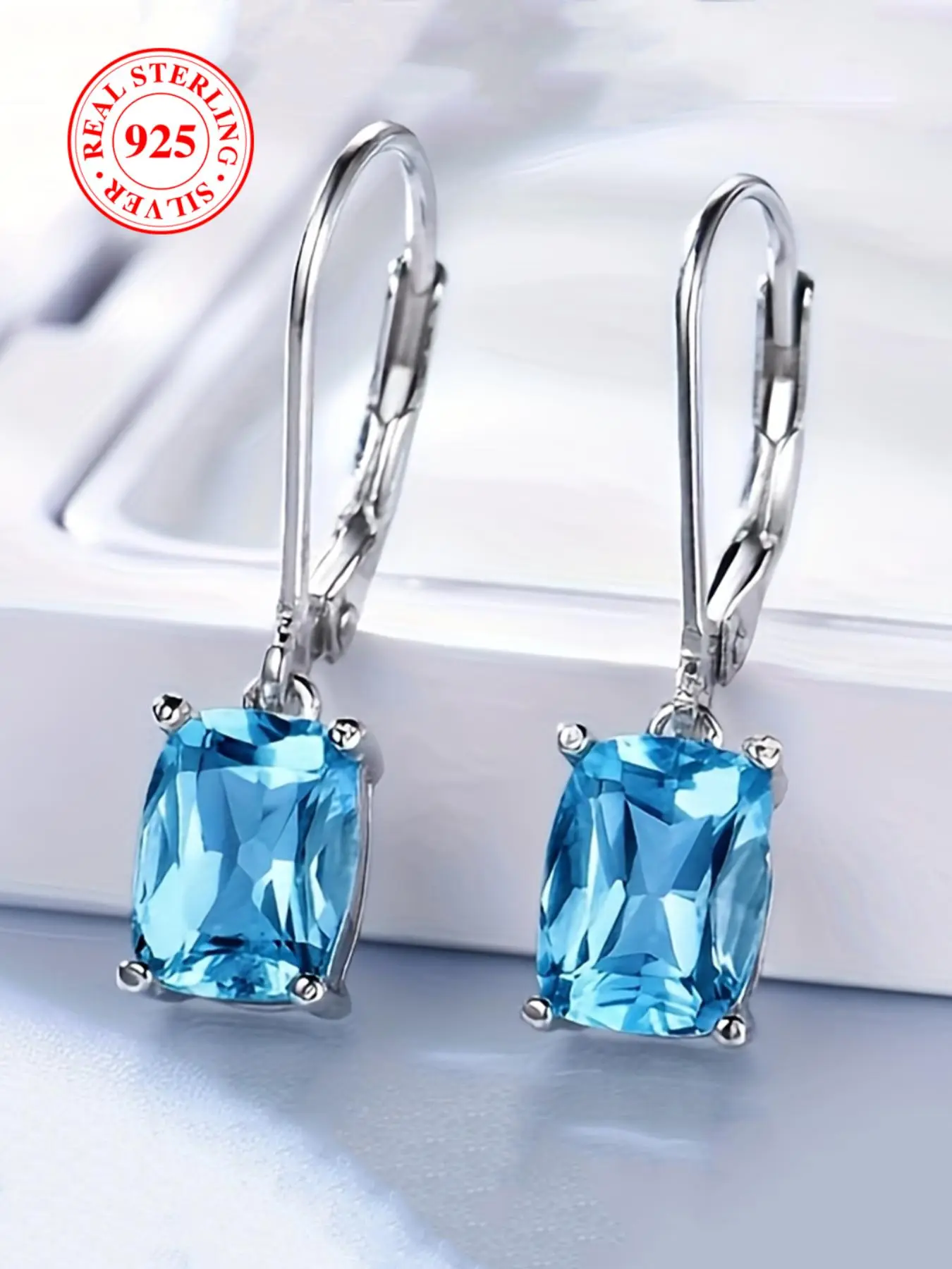 S925 Sterling Silver Square Shaped Artificial Zircon Decorated Earrings, Artificial Zirconia Earrings, High Quality Earrings, Sparkling Ear Jewelry, Fashion Jewelry for Party, Daily Clothing Decor, Trendy All-match & Exquisite Jewelry for Birthday Gift