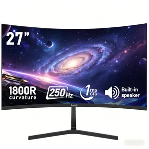 Gawfolk 27-Inch FHD 1080p Curved Gaming Computer Monitor, 1800R 250Hz 1ms Response Time, 98% sRGB, Freesync, Built-In Speakers, HDMI 2.0, DisplayPort, 100x100mm Wall-Mount Compatible