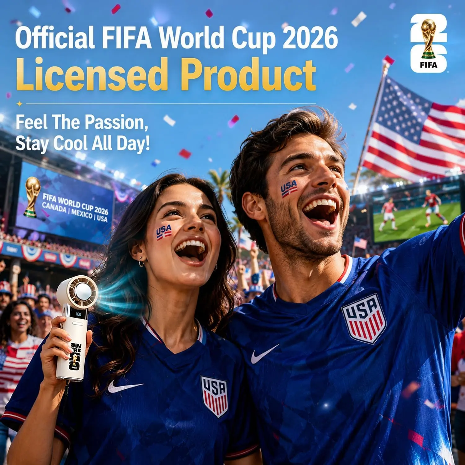 Portable Handheld Fan with Ice Cooling, Mini Personal Fan 10000 RPM 100 Speeds Stepless Rechargeable Turbo Fan for Travel, Camping, Outdoor Events & Concerts Use, Official FIFA World Cup 2026