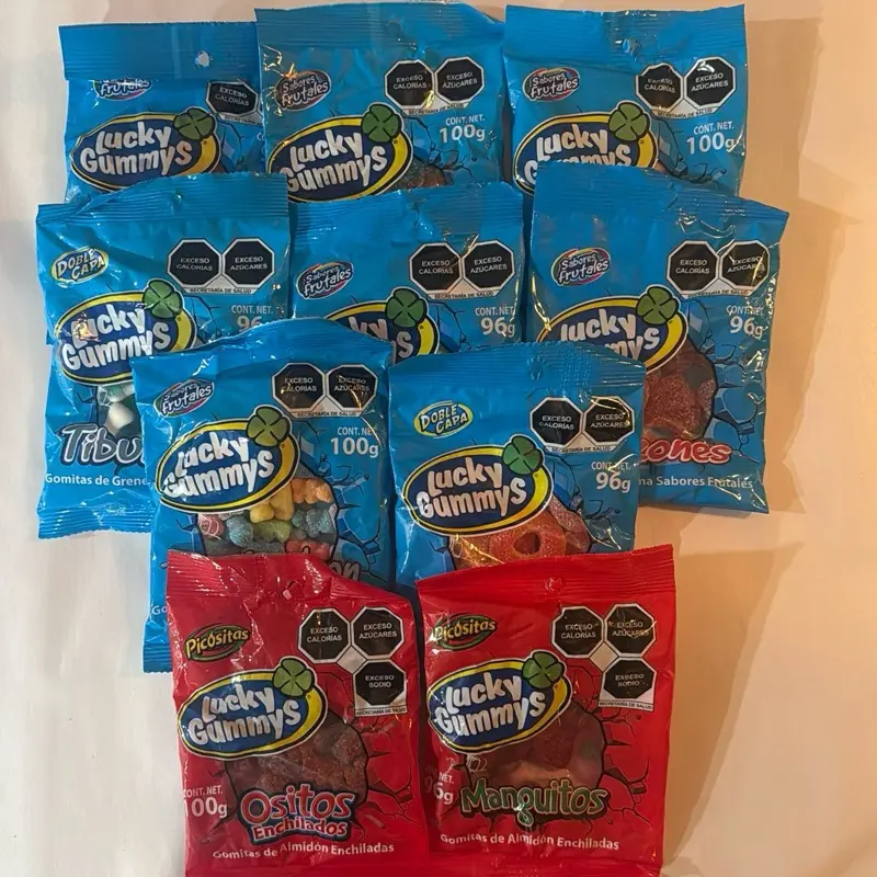 6 pack bundle . Lucky Gummys - 96/100g Pack of 6 - Plain & Chili Flavors - Try All Your Favorite Gummies - Perfect Bundle for Snacking