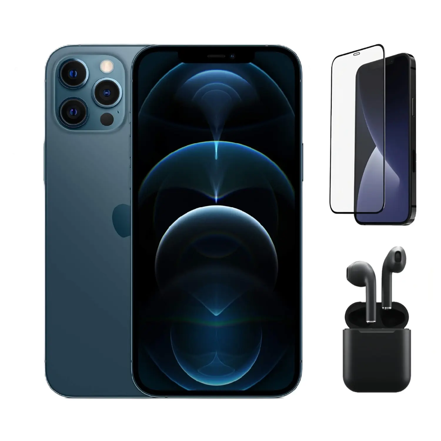 Refurbished iPhone 12 Pro (Unlocked)-Acceptable Condition Bundle with Wireless Earbuds, Screen Protector & 1 Year Warranty