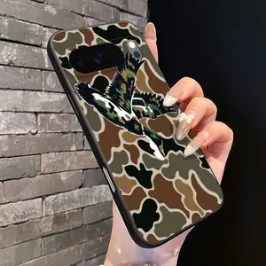 Rounded Edge Phone Case for Google Pixel 10 9 XL 8 7 Pro A  Duck in Camouflage Pattern Anti-Scratch Shockproof TPU Bumper Drop-proof Cover Cellphone Protective