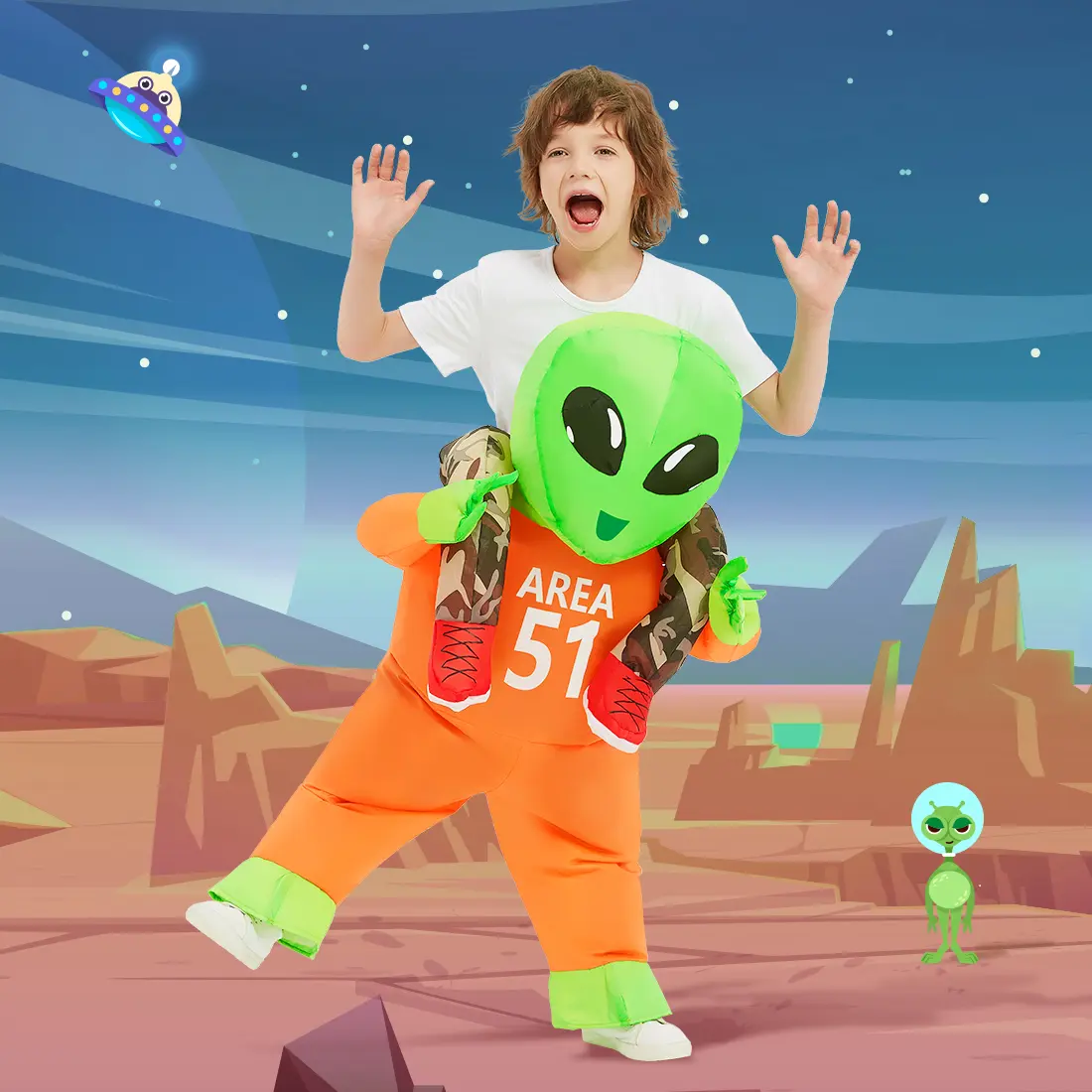 GOOSH Inflatable Alien Costume - Waterproof Polyester Blow Up Suit for Adults, Kids' Funny Halloween Party Costume Accessory