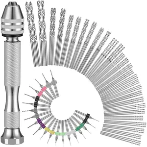 95 Pieces Micro Hand Drill Bits, 1 Pin Vise and 94 Pieces Micro Twist and PCB Mini Drill Bits for Resin Polymer Clay Craft DIY Jewelry