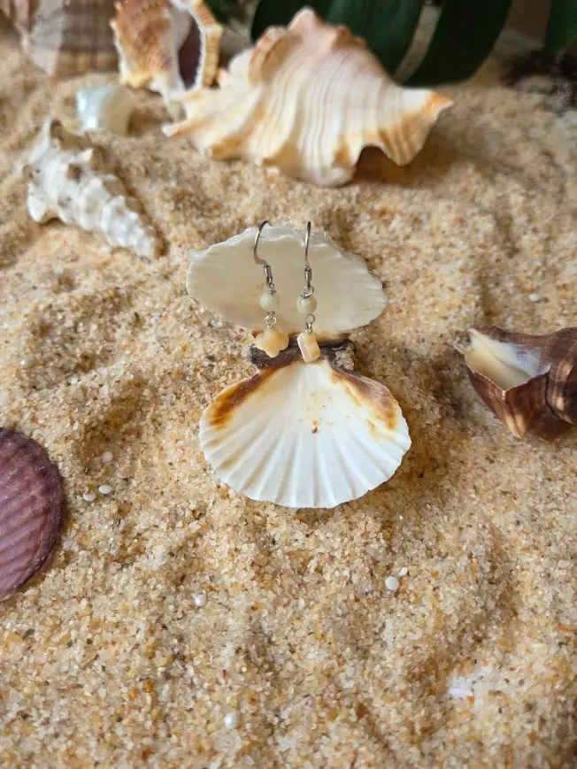 Siren Tide Beige Shell Earrings