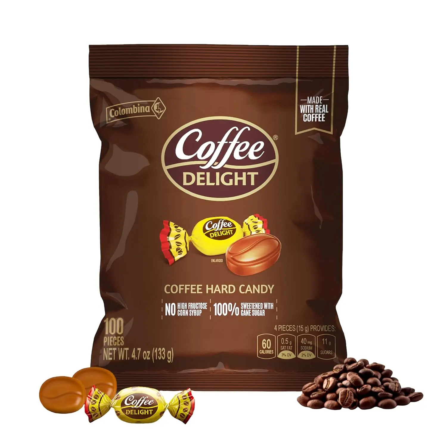 Coffee Delight Hard Candy, Coffee-Flavored Candy, 100 Count, 4.7oz Bag (Pack of 1)