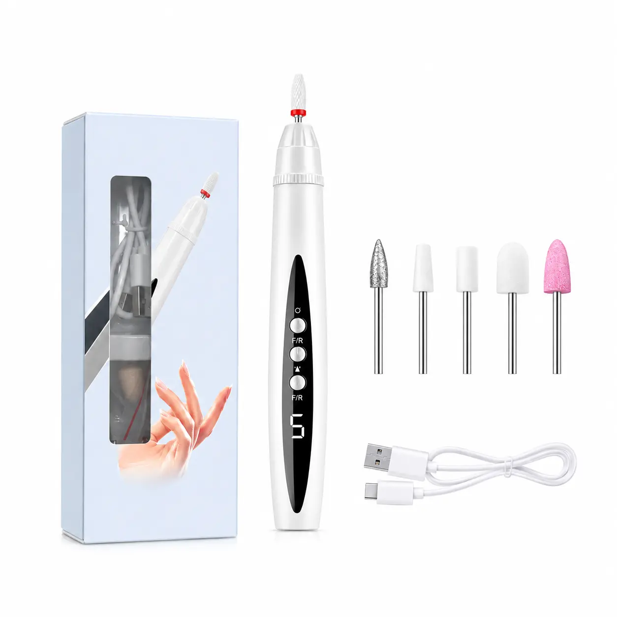Rechargeable Nail Drill, Cordless Efiles for fungal Nails Lightweight Nail Care Tool for nail repair