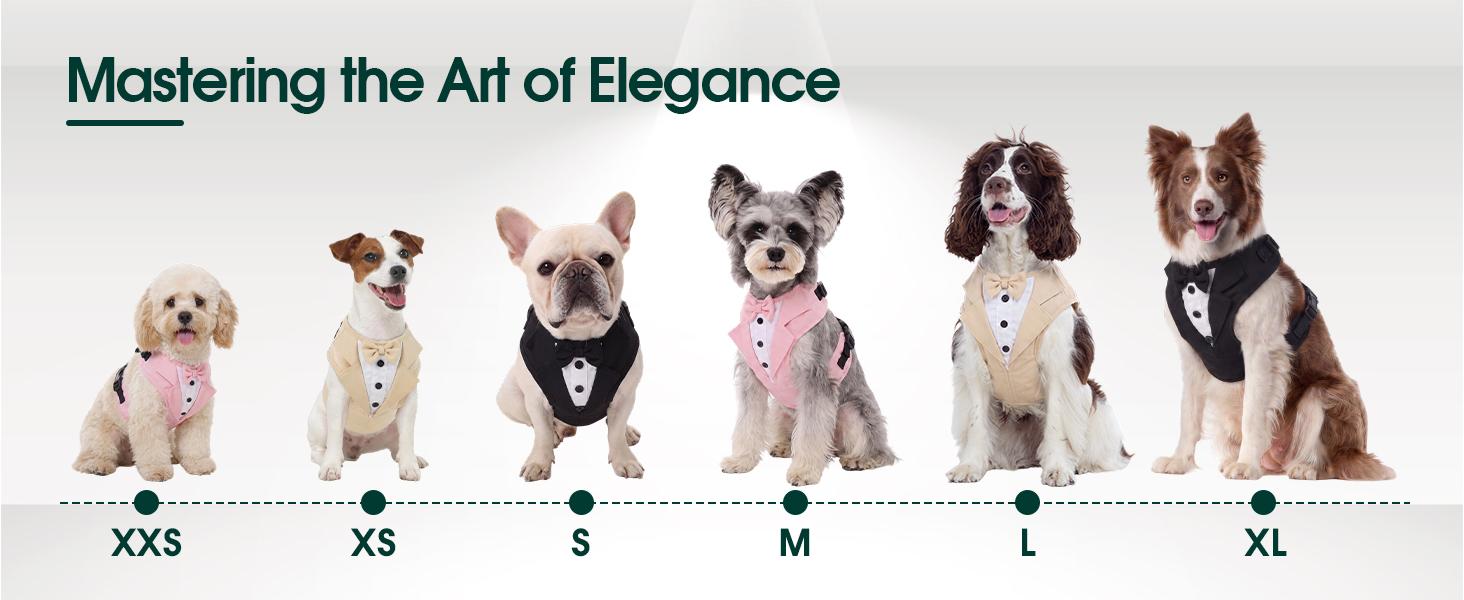 Kuoser Dog Tuxedo Harness, Pet Harness No Pull for Small Medium Dogs | Adjustable Doggie Wedding Suit with Bow Tie Party Costume