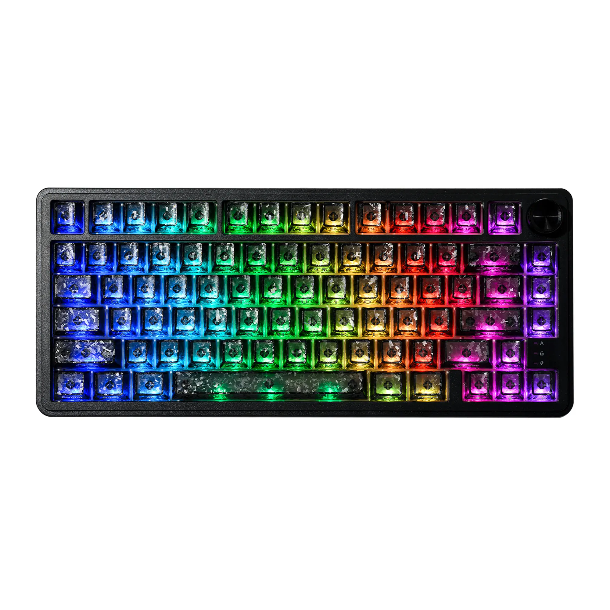XVX M75 Tri-Mode 75% Mechanical Gaming Keyboard with Knob, Forged Carbon-Look keycaps, Hot-Swappable, USB Charging, RGB Backlight, PBT Heart corner legend Keycaps, Multimedia Scroll Wheel, Creamy Keyboards PC accessories