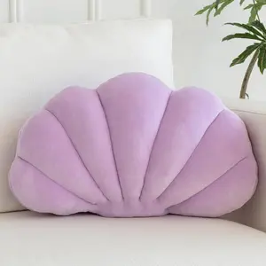 Shell Pillow, Shell Shaped Decorative Throw Pillows with Velet for Couch Bed, Cute Seashell Beachy Room Decor Aesthetic Throw Pillows for Bedroom Living Room(13x10 Inches, Lavender)
